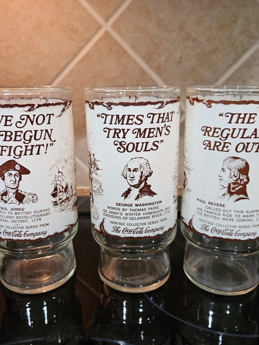 VTG Coca-Cola Heritage Collector Series Glasses Glassware Set Of 3 Bicentennial